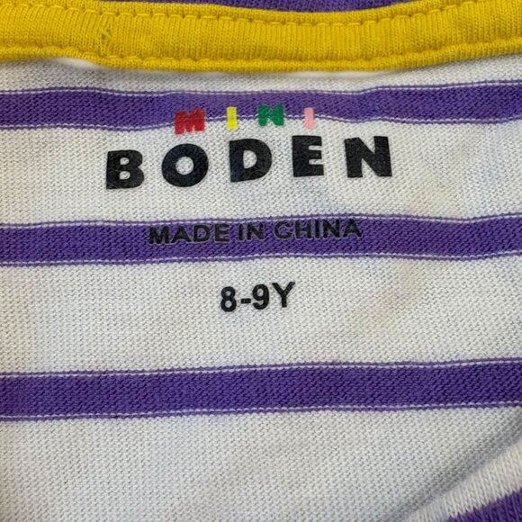 Mini Boden Girls Long Sleeve Stripe & Forest Print Dress 8-9Y - Picture 3 of 5